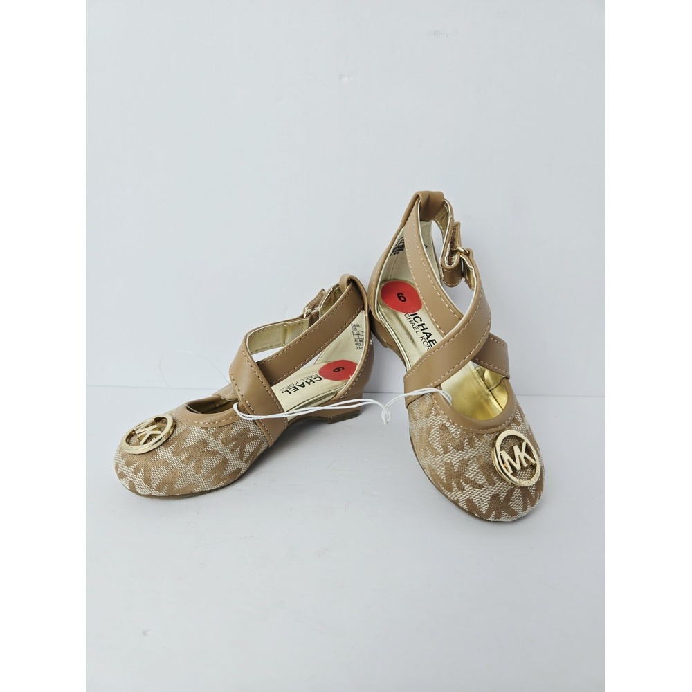 Michael Kors girls kids shoes NWT sz 6 sandal logo brown gold‎ toddler